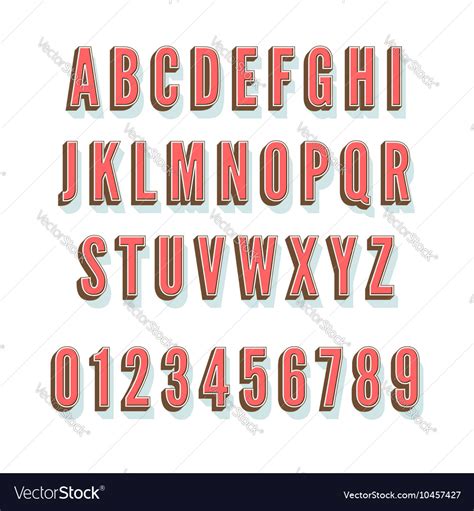 Vintage 3D alphabet with shadow and volume Vector Image