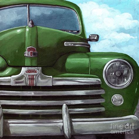 Vintage Green Ford Painting By Linda Apple