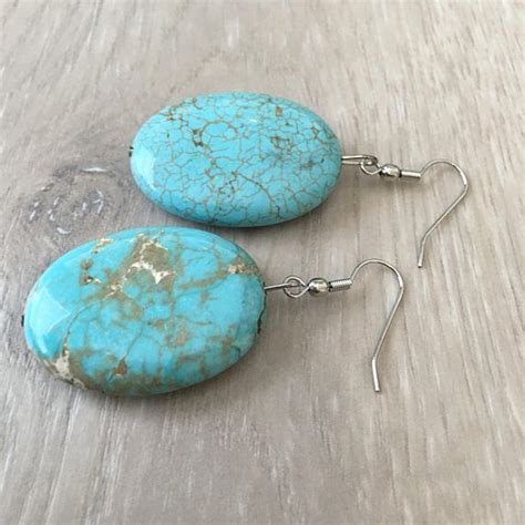 Large Turquoise Earrings Chunky Turquoise Earrings Turquoise Etsy
