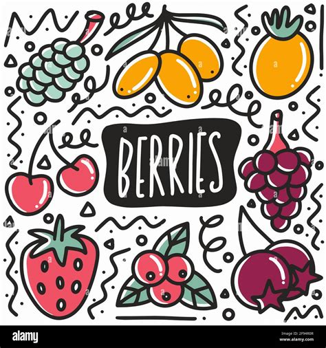 Hand Drawn Berries Fruit Doodle Set Stock Vector Image And Art Alamy
