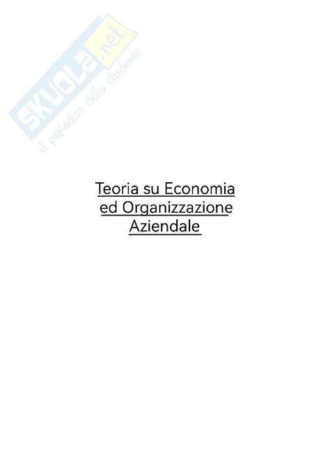 Parte 1 Teoria Di Economia Ed Organizzazione Aziendale