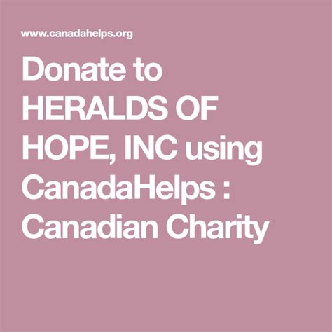 Donate To Heralds Of Hope Inc Using Canadahelps Canadian Charity
