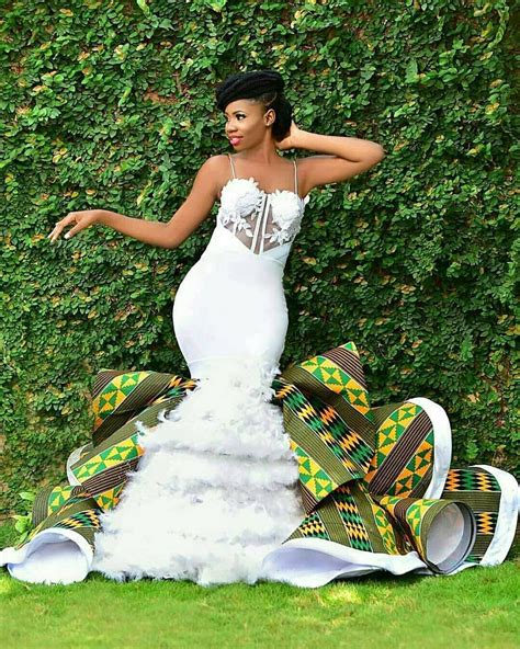 A White Wedding Dress With Some Kente Twist See The Back Above For