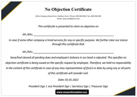 Noc Certificate Example My Word Templates