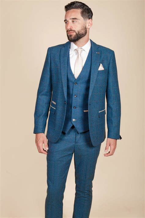 Dion Blue Tweed Check Three Piece Suit Marcdarcy Suits1800x1800