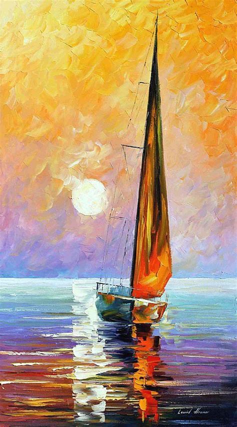 Large Abstract Sailboat Painting Modern Ocean Home Décor Abstract