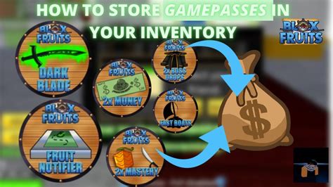 How To Store Gamepasses In Your Inventory Blox Fruits Youtube