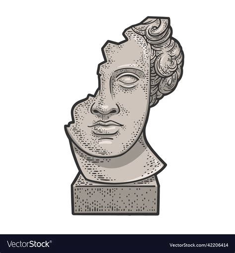 Broken Head Of Statue Color Sketch Royalty Free Vector Image