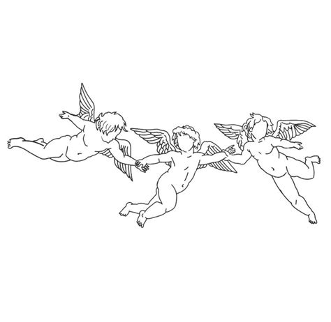Two Cherubs With Wings Flying In The Sky