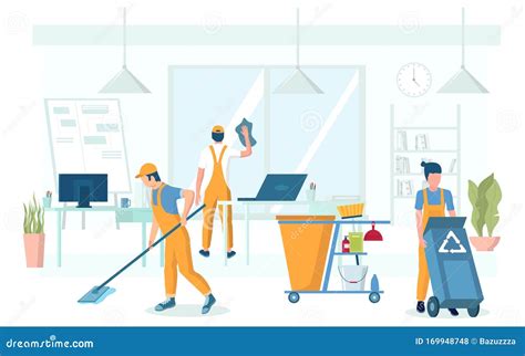 Professional Office Cleaning Services Vector Concept Illustration Stock