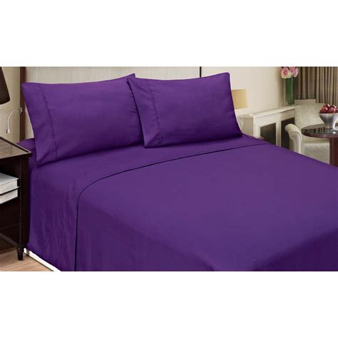 Home Dynamix Jill Morgan Fashion 4 Piece Solid Purple Queen Sheet Set