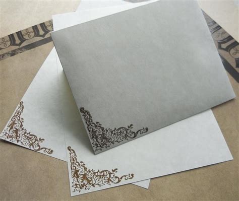 Parchment Paper Stationery Set Writing Paper Hand Stamped Etsy How