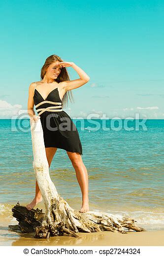 Beautiful Woman On Beach Summertime Holidays Vacation Travel And Freedom Concept Beautiful
