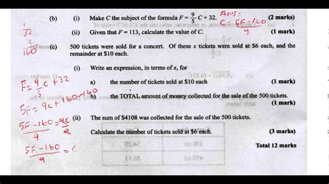 Csec Cxc Maths Past Paper 2 Question 2b May 2013 Exam Solutions Act