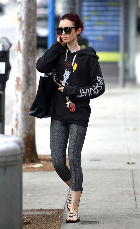 Lily Collins In Leggings Leaving A Pilates Class In Los Angeles 0705