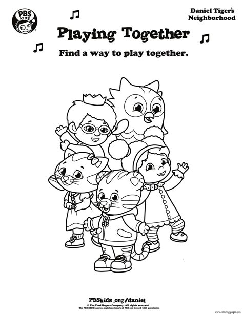 Playing Together Daniel Tiger Min Coloring Page Printable