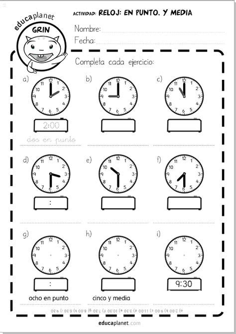 8 Ideas De Actividades Del Reloj Aprender La Hora Fichas De