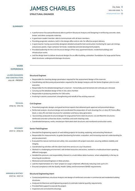 Cv template for civil engineer. Structural Engineer - Resume Samples and Templates | VisualCV