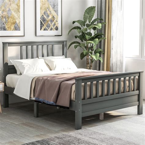 Clearance Full Bed Frame Gray Full Platform Bed Frame With Headboard