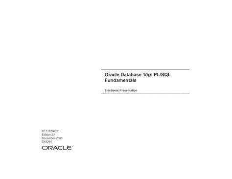 Pdf Oracle Database 10g Plsql Fundamentals Dokumentips