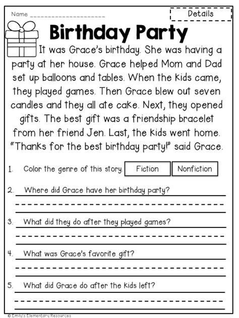 Wh Question Worksheets Reading Comprehension First Grade Reading