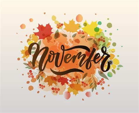Premium Vector November Lettering Typography Modern November