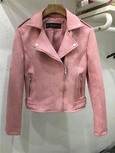 2018 New Elegant Autumn Winter Zipper Basic Suede Jacket Coat Motorcycle Jacket Women Outwear