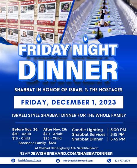 Friday Night Dinner Chabad Of The Space And Treasure Coasts Satellite