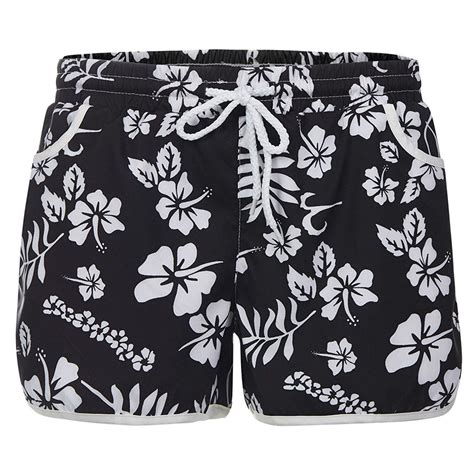 Women S Floral Boardshort Elastic Waistband Beach Shorts With Drawstring Floral