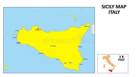 Sicily Map State And District Map Of Sicily Stock Vector