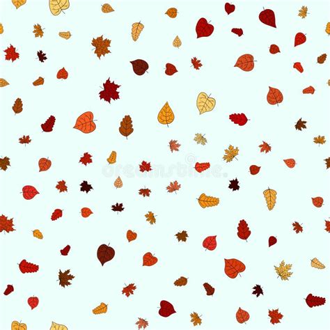 Abstract Vector Doodle Autumn Leaves Seamless Pattern Stock