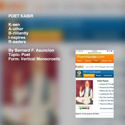 Poet Kabir Poem By Bernard F Asuncion Poem Hunter
