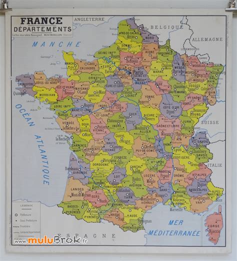 Portail du xviii e siècle; Collection ... Carte France DEPARTEMENTS / POPULATION - muluBrok Brocante en ligne
