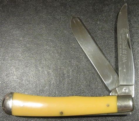 Vintage Queen Steel 19a Usa Made 1922 1972 Trapper Jack Yellow Pocket