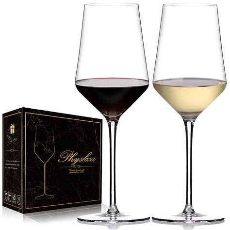 Buy Physkoa Wine Glasses Set Of 2 Red And White Wine Glasses Crystal Wine Glasses Long