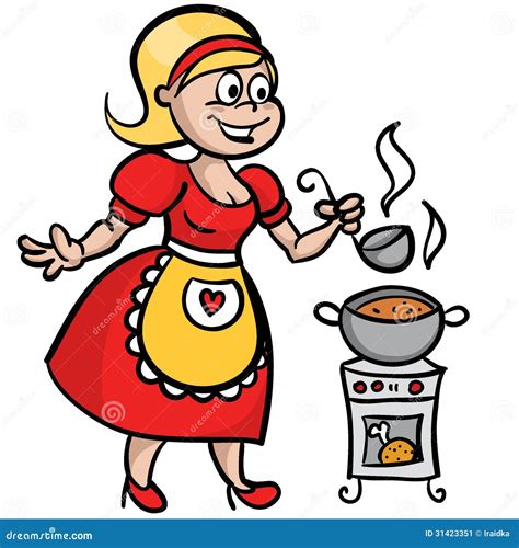 Ama De Casa Que Cocina La Sopa Ilustración Del Vector Ilustración De Madre Hembra 31423351