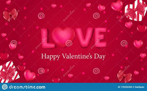Pink 3d Love Text Heart Shape Illustration For Valentine S Day Greeting