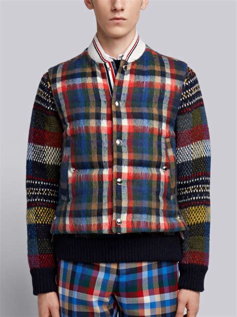 Gingham Tartan Down Filled Hairy Mohair Vest Thom Browne Official