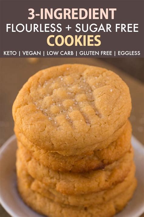 The Best Easy 3 Ingredient Flourless Sugar Free Peanut Butter Cookies Recipe Made With No Eggs