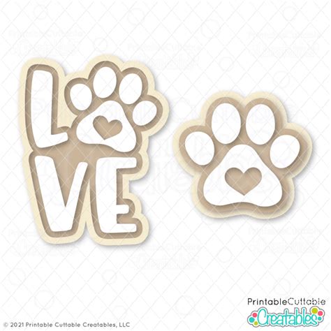 Ai Cricut Eps Love Paw Print Svg Png File Dxf Cdr Vector Files For