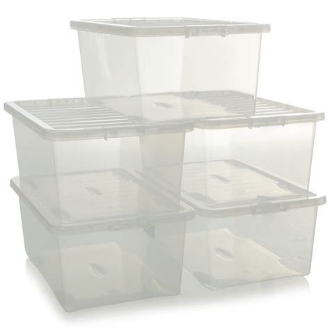 Buy 45l Wham Crystal Storage Box With Lid Clear Plastic