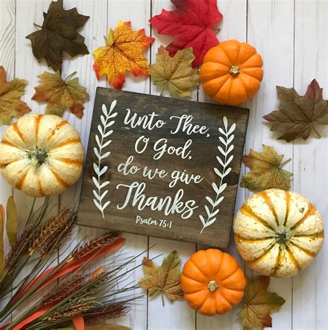 Unto Thee O God Do We Give Thanks Sign, Give Thanks Sign, Give Thanks Wood Sign, Thanksgiving 