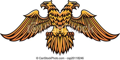 Double Headed Golden Imperial Eagle With Fierce Beaks And Outstretched