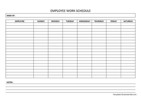 Blank Weekly Employee Schedule Template