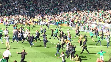 Hundreds Of Hibs Fans Invade Pitch After Scottish Cup Win