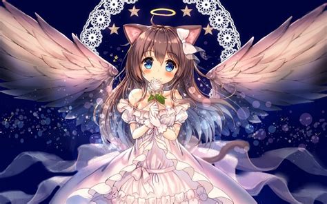 Desktop Wallpaper Cute Anime Girl Angel Girl Wings Hd