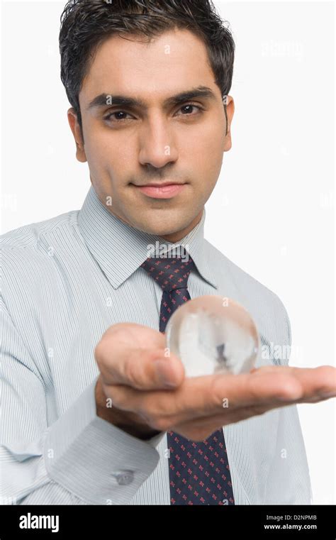 Portrait Of A Businessman Holding A Crystal Ball Stock Photo Alamy