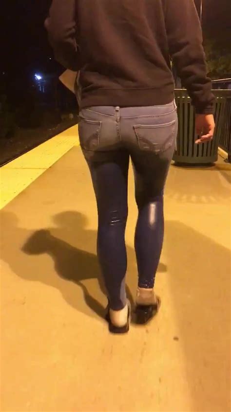 Very Best Pee Walking While Wetting Jeans In