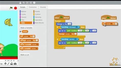 تطبيق لعبة القرد والموز المتساقط باستخدام برنامج Scratch Youtube