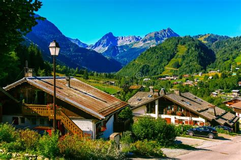 Beautiful View Village In Valley Of French Alps Stock Image Image Of